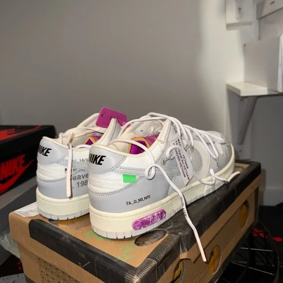 Nike Off-White Sneakers with Purple Tag